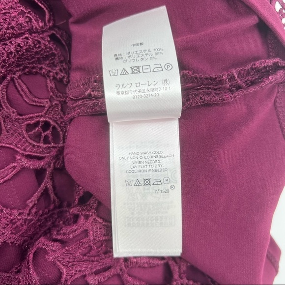 NWT Lauren Ralph Lauren Red Floral Lace Sleeveless Evening Dress Size 6 - Picture 8 of 11